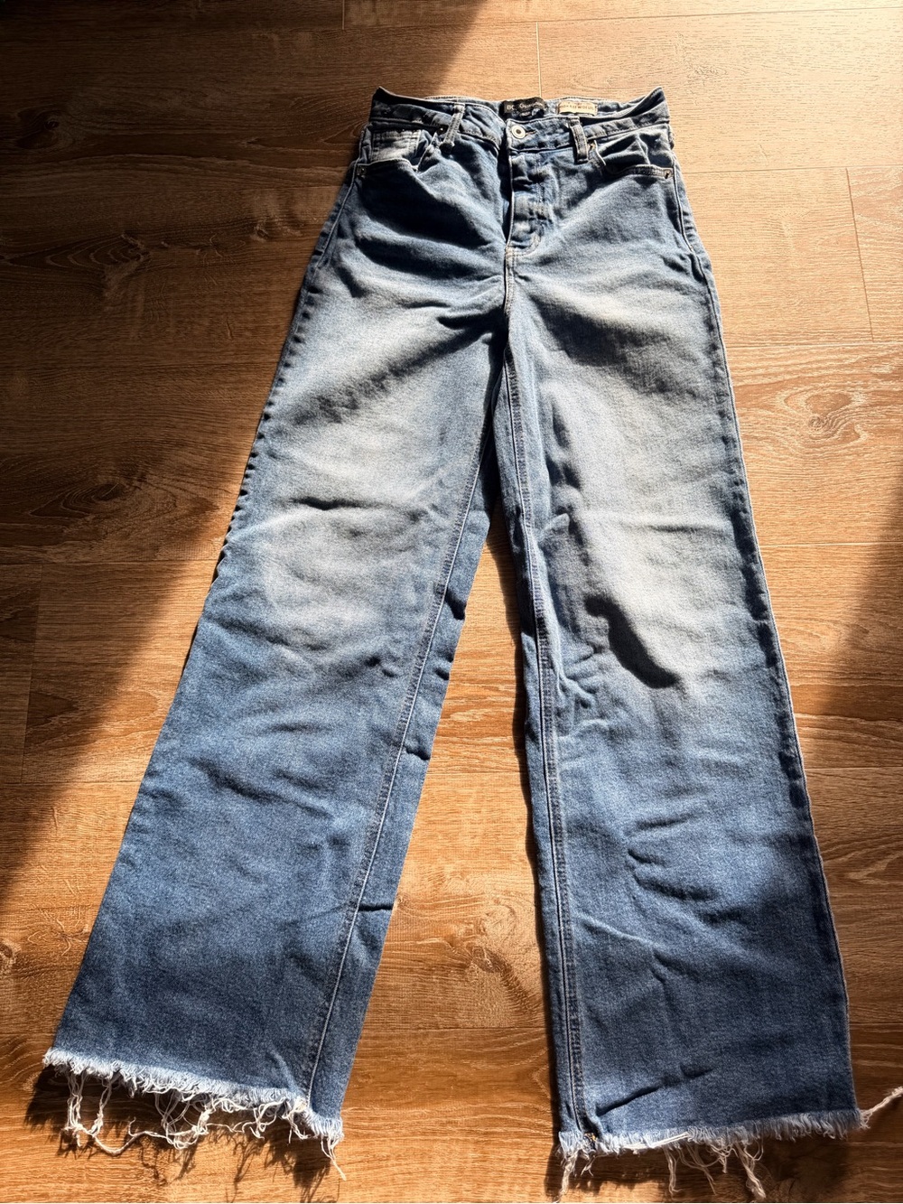 BCBGeneration Wide-Leg High-Rise Jeans - Light Blue Wash